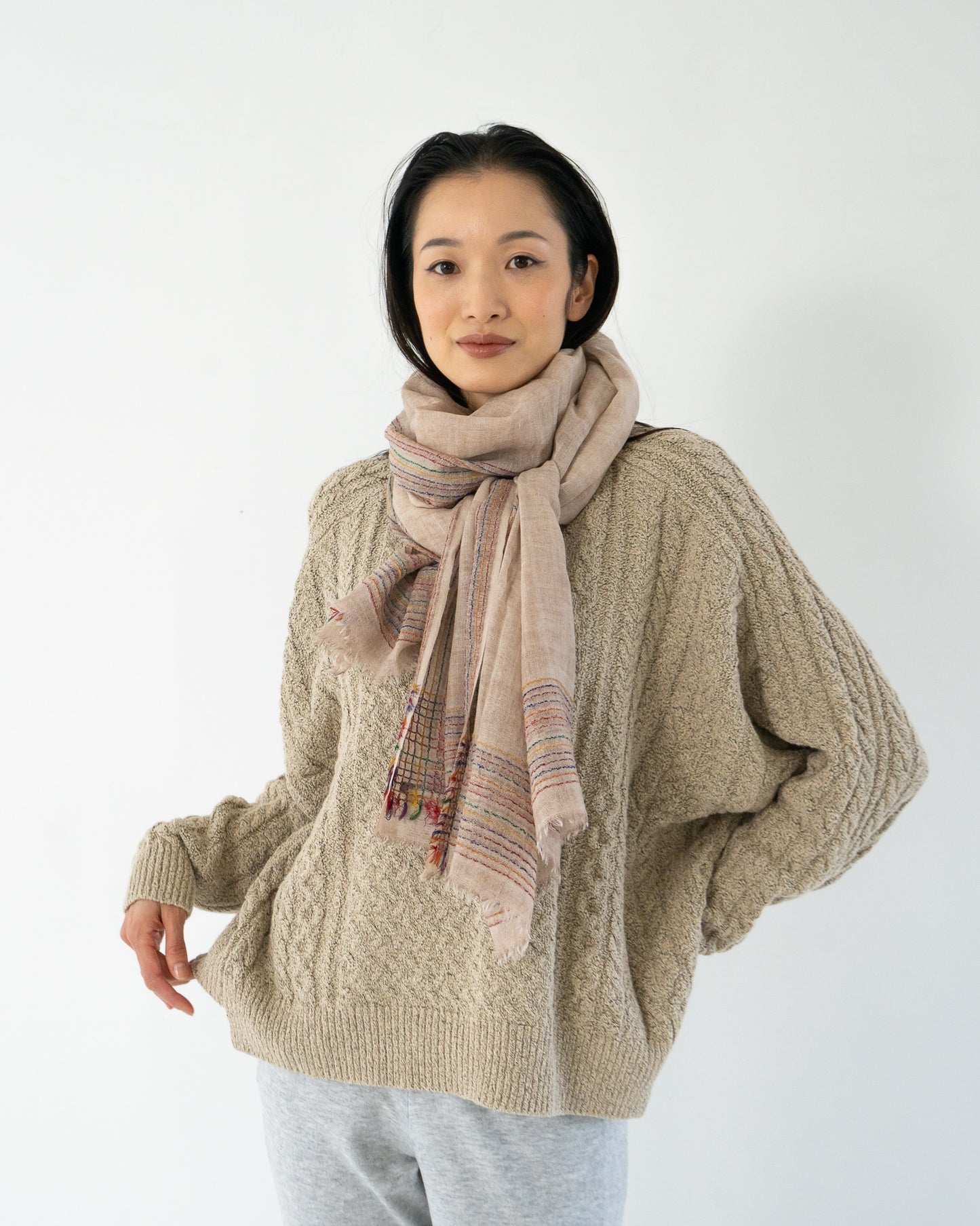 Faliero Sarti ファリエロサルティ ストール Rosamariana ベージュ